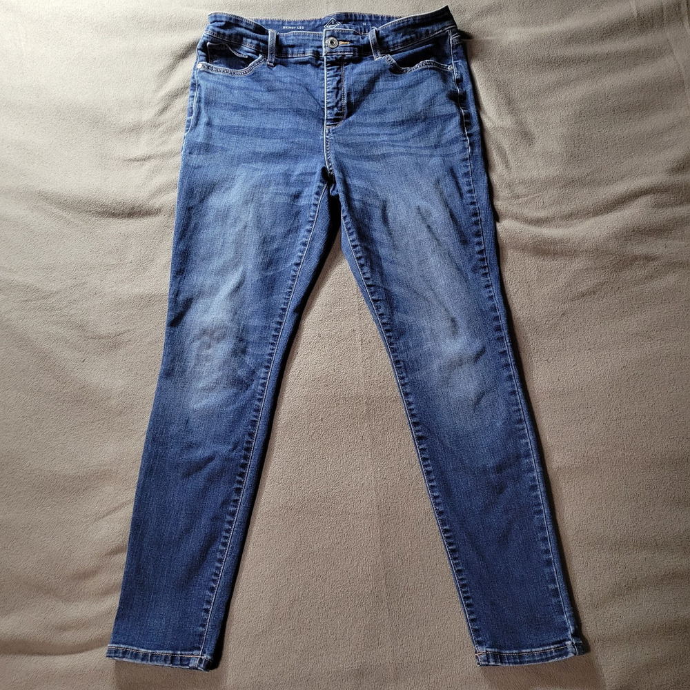 St Johns Bay Womens Jeans Size 14 Dark Wash‎ Painters Recycle